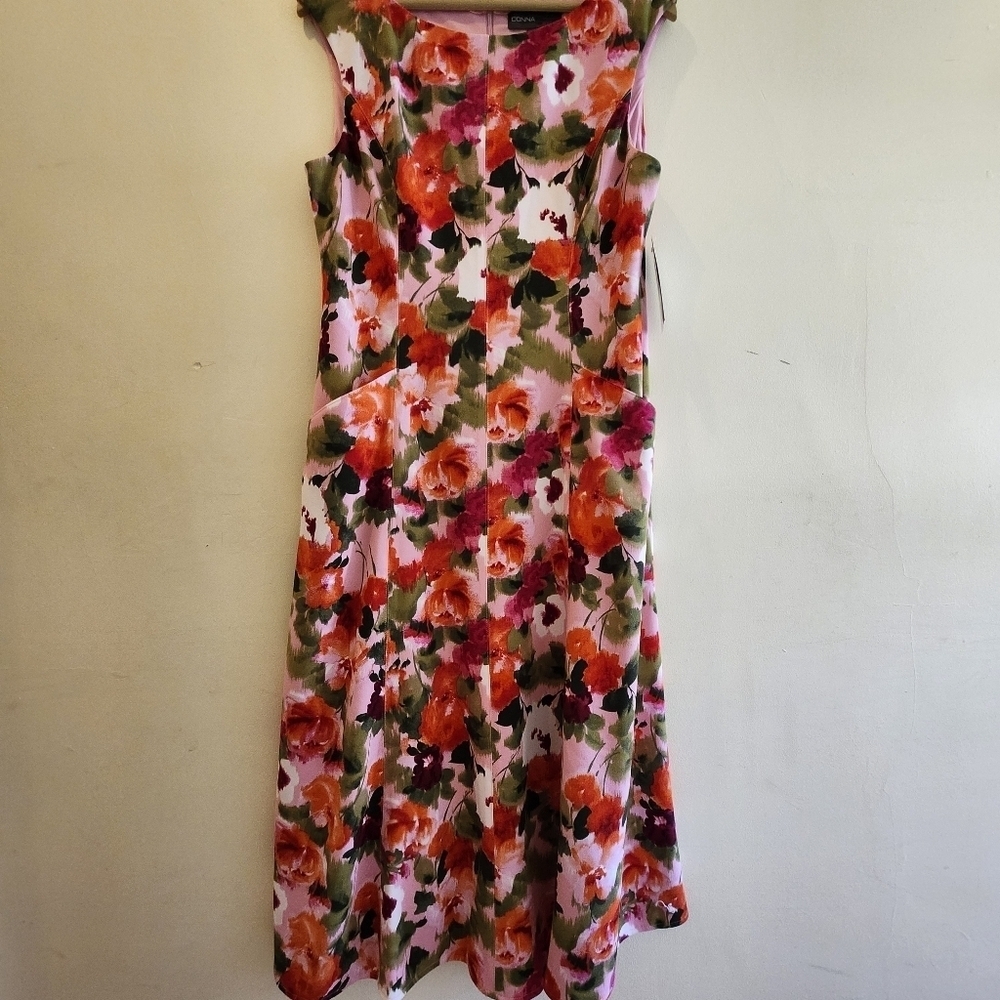 Donna Ricco Bright Floral Bateau Neck Midi Dress Size 12 - Picture 3 of 14